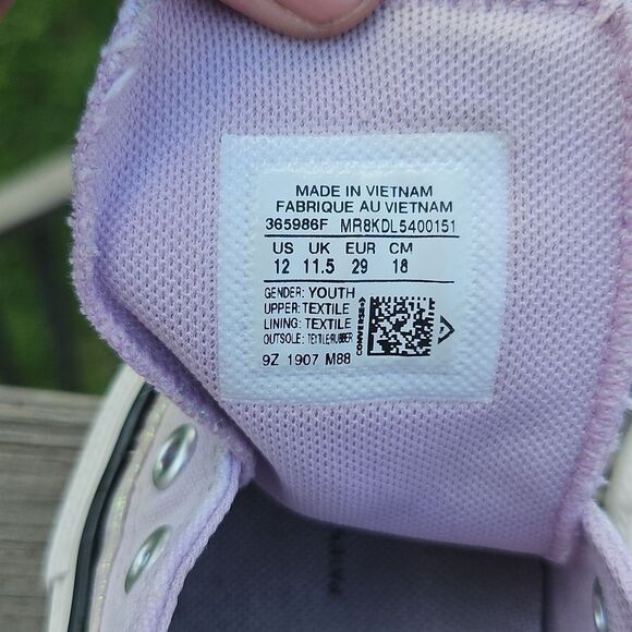 Converse Kids Purple Canvas Sneakers With Irridescent Trim Size 12 - Picture 9 of 11